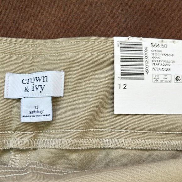 Crown & Ivy “Ashley” ladies dress pants. Khaki Size 12 inseam 28 NWT - Picture 2 of 5